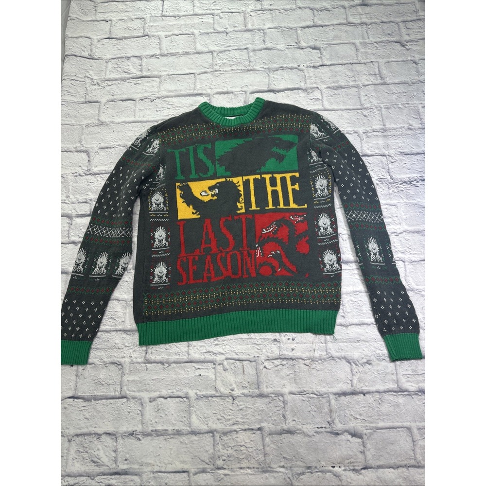 Game of Thrones Ugly Christmas Sweater Large Tis The Last Season 100% Cotton - Picture 1 of 8